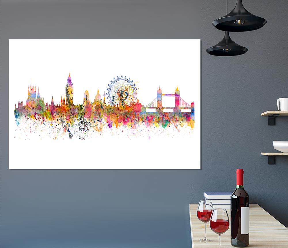 London Skyline Splatter Print Poster Wall Art