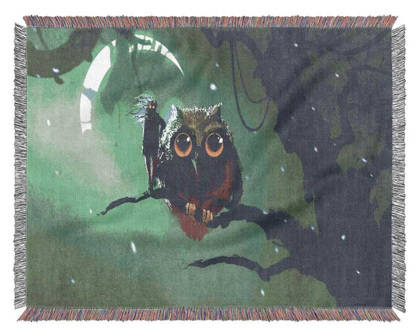 The Visit From The Owl Woven Blanket