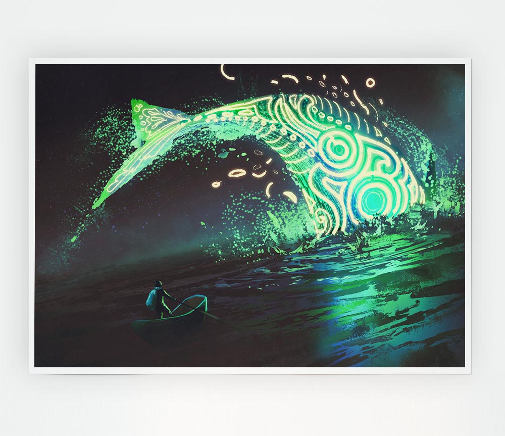 The Whale Jumping Out The Ocean Print Poster Wall Art