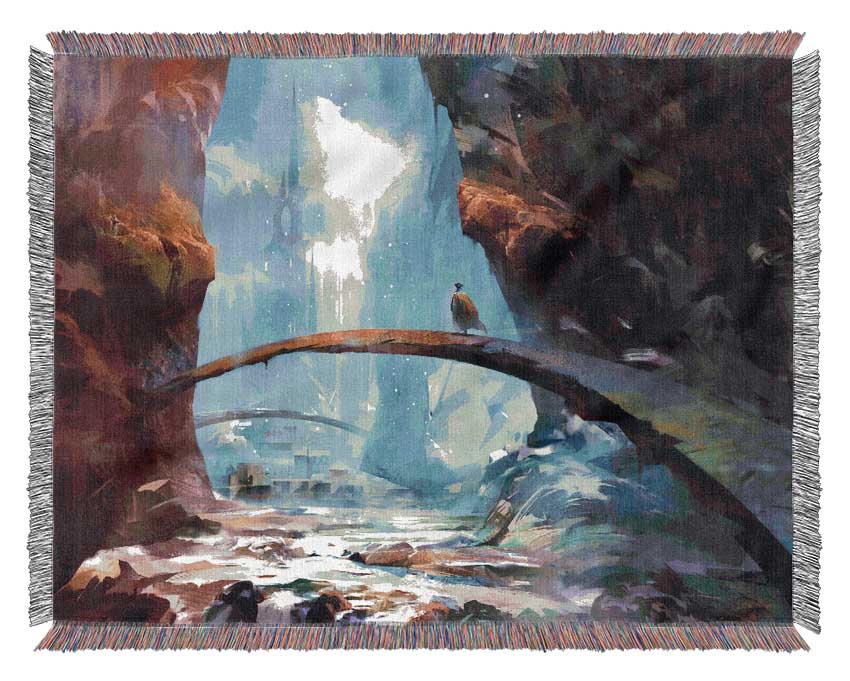 The Curved Bridge In The Mountains Woven Blanket