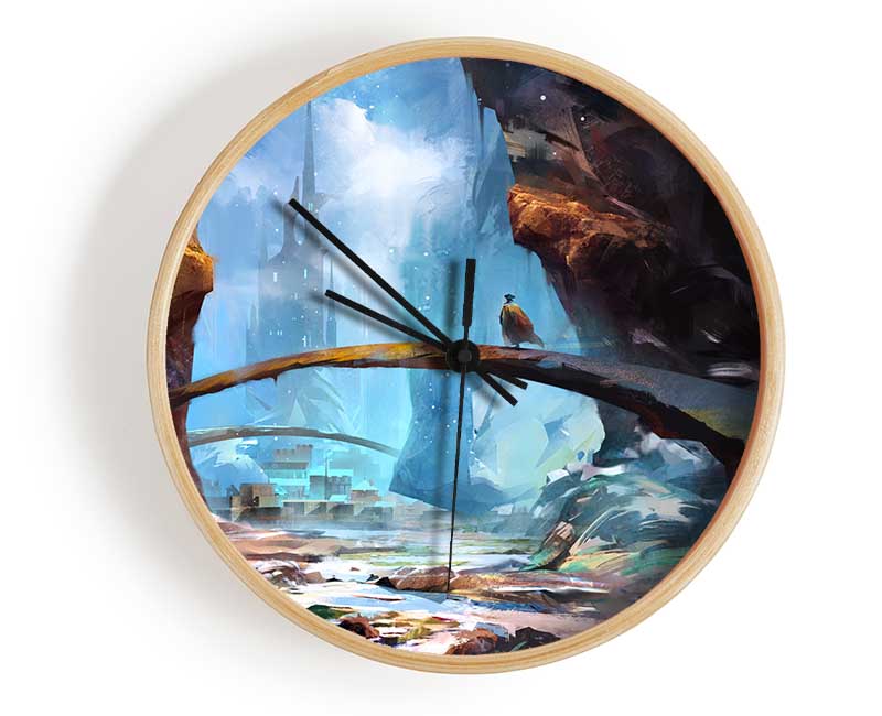 The Curved Bridge In The Mountains Clock - Wallart-Direct UK