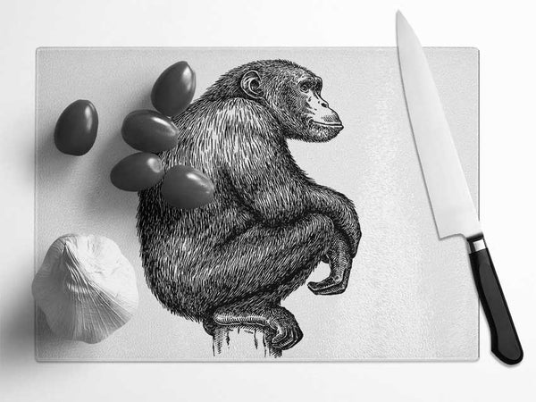 Chimpanzee Sitting Glass Chopping Board