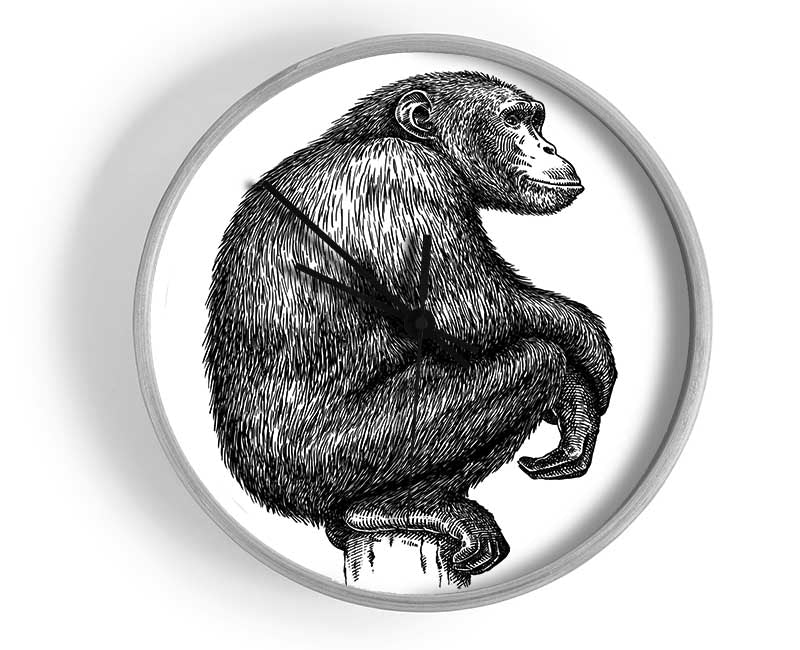 Chimpanzee Sitting Clock - Wallart-Direct UK