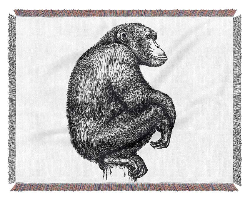 Chimpanzee Sitting Woven Blanket