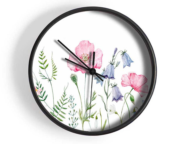 British Flowers Clock - Wallart-Direct UK