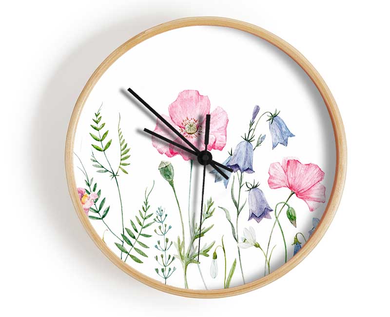 British Flowers Clock - Wallart-Direct UK