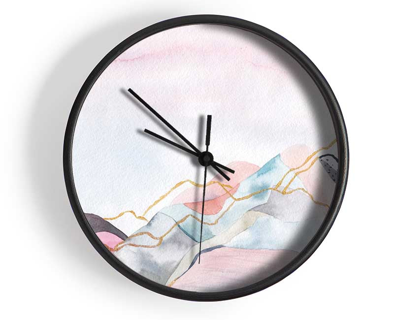 The Pastel Mountain View Clock - Wallart-Direct UK