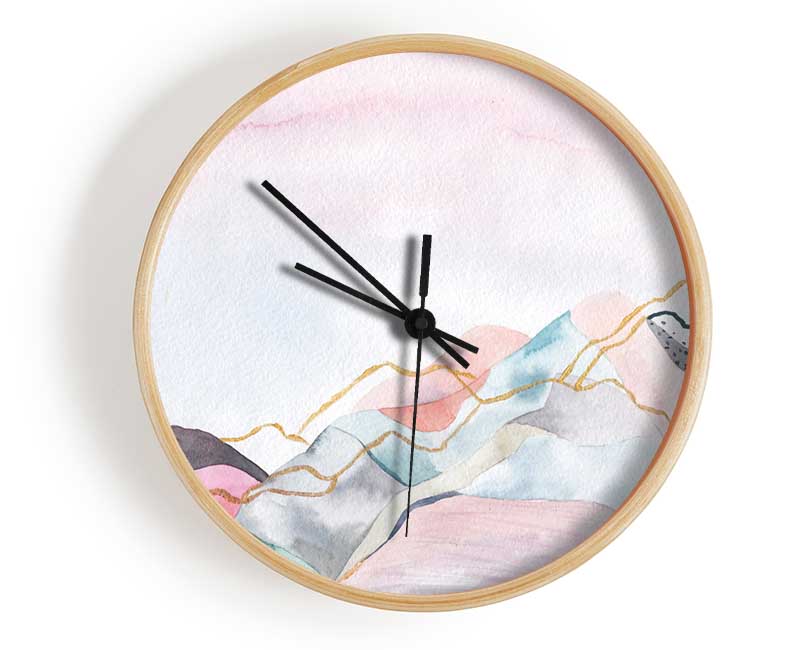 The Pastel Mountain View Clock - Wallart-Direct UK