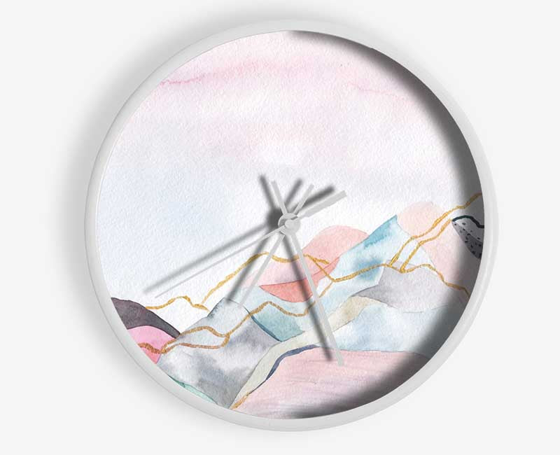 The Pastel Mountain View Clock - Wallart-Direct UK