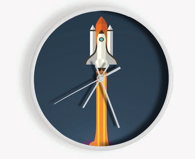 Rocket Ship Into Space Clock - Wallart-Direct UK