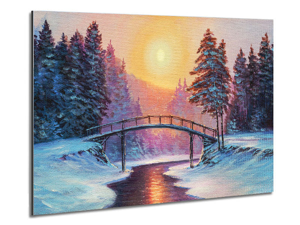 Bridge Across The Winter Scene