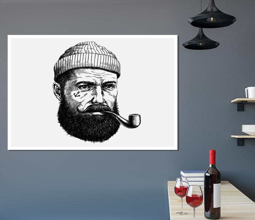 Hipster Smoker Print Poster Wall Art