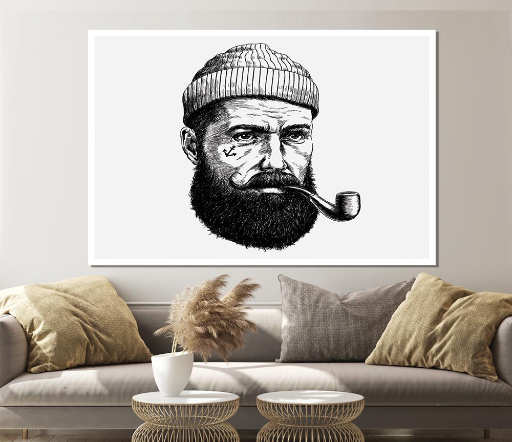 Hipster Smoker Print Poster Wall Art