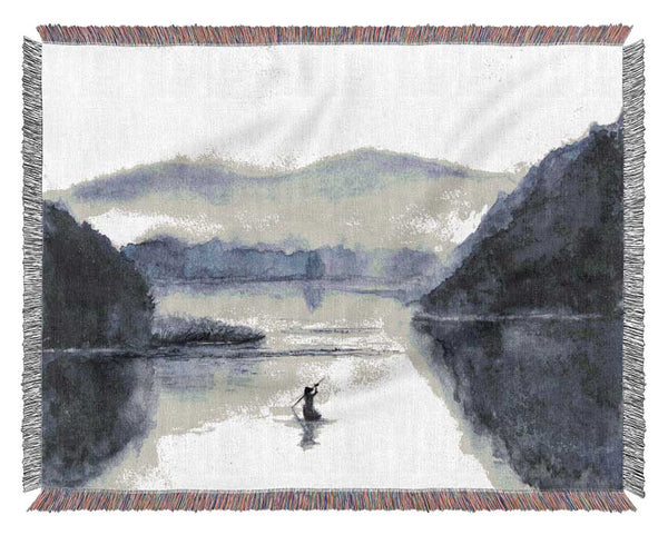 Rowing In The Valley Woven Blanket