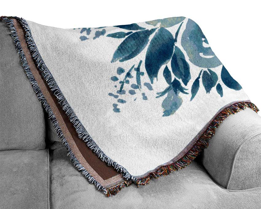 Blue Flower Time Woven Blanket