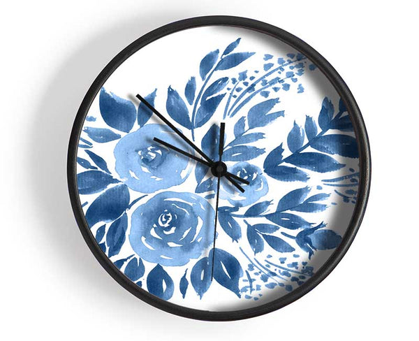 Blue Flower Time Clock - Wallart-Direct UK