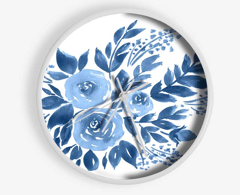 Blue Flower Time Clock - Wallart-Direct UK