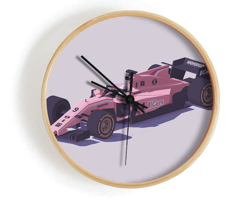 Pink F1 Car Clock - Wallart-Direct UK