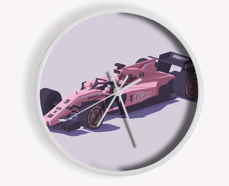 Pink F1 Car Clock - Wallart-Direct UK