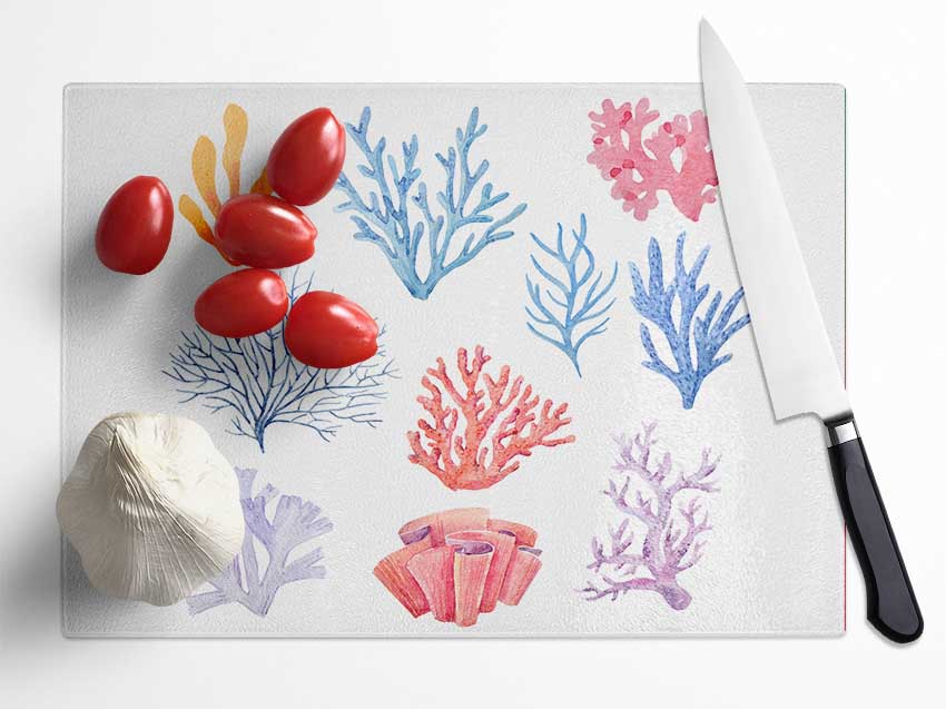 Sea Life Coral Glass Chopping Board