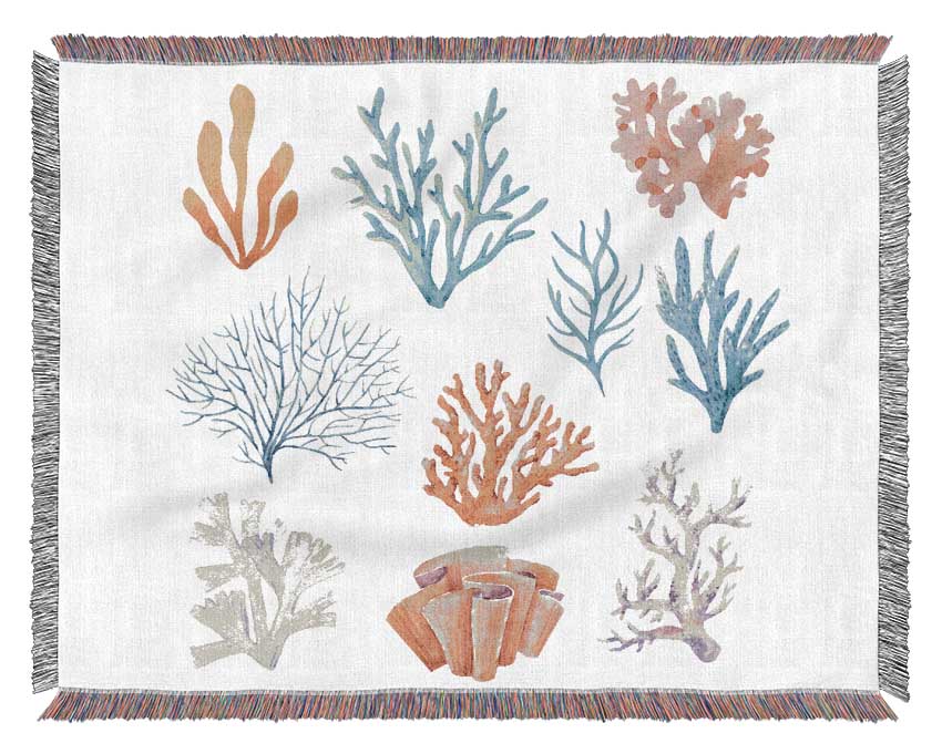 Sea Life Coral Woven Blanket