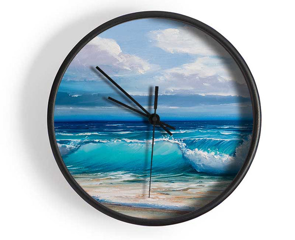 Swirling Waves Hit The Beach Clock - Wallart-Direct UK