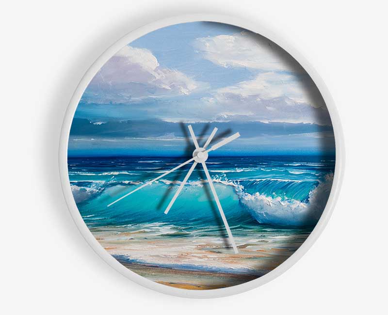 Swirling Waves Hit The Beach Clock - Wallart-Direct UK