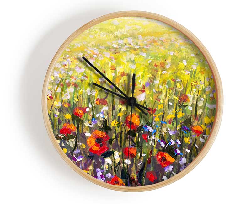 The Poppies Field Of Light Clock - Wallart-Direct UK