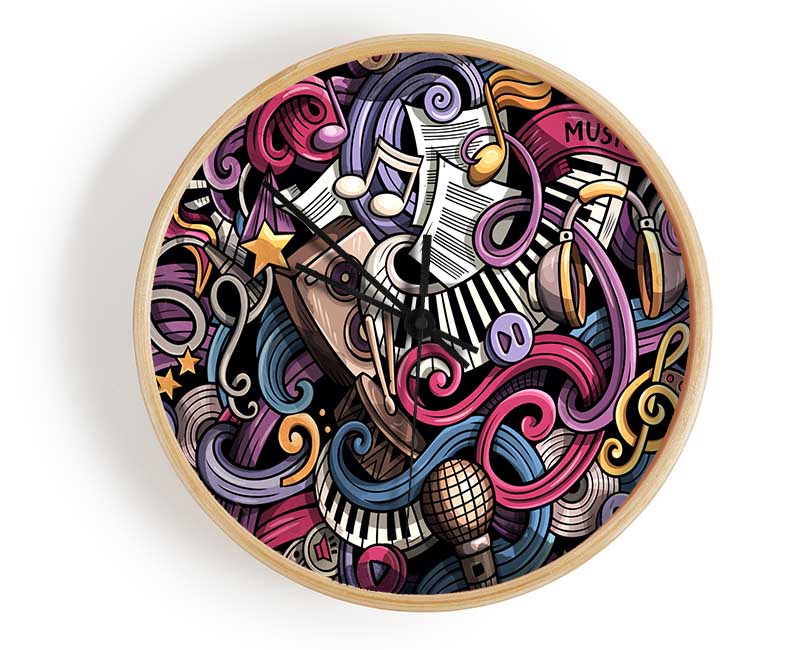 Abstract Patterns Of Music Clock - Wallart-Direct UK