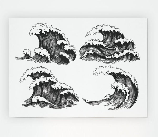 Four Wave Structures Print Poster Wall Art