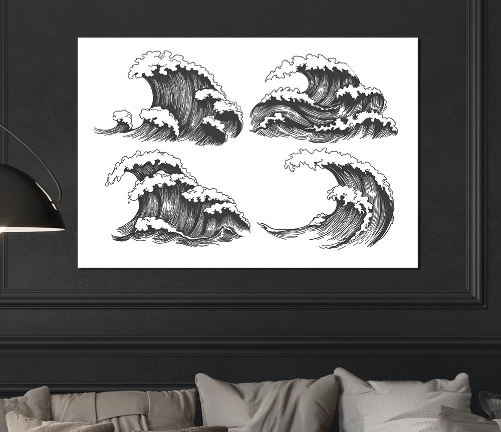 Four Wave Structures Print Poster Wall Art