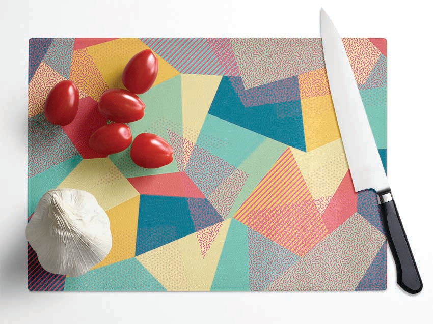 Abstract Triangles Glass Chopping Board