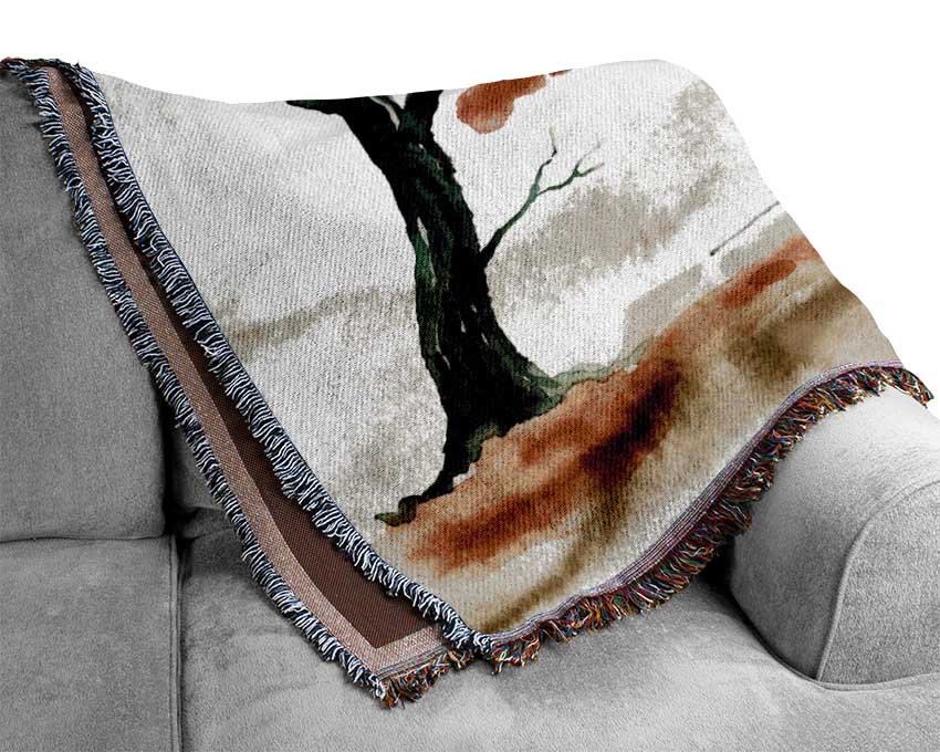 Tree Horse In The Wind Woven Blanket