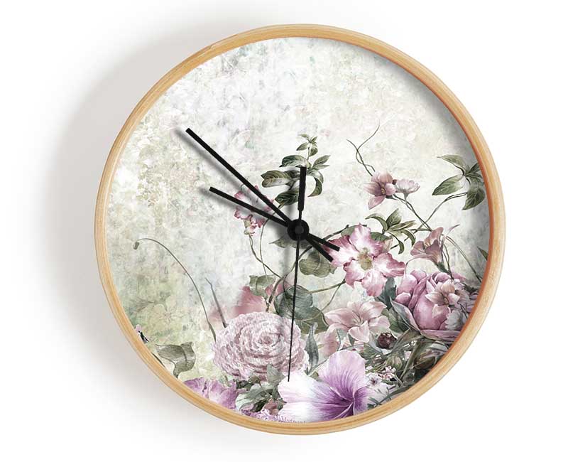 Pink Blossom Wild Clock - Wallart-Direct UK