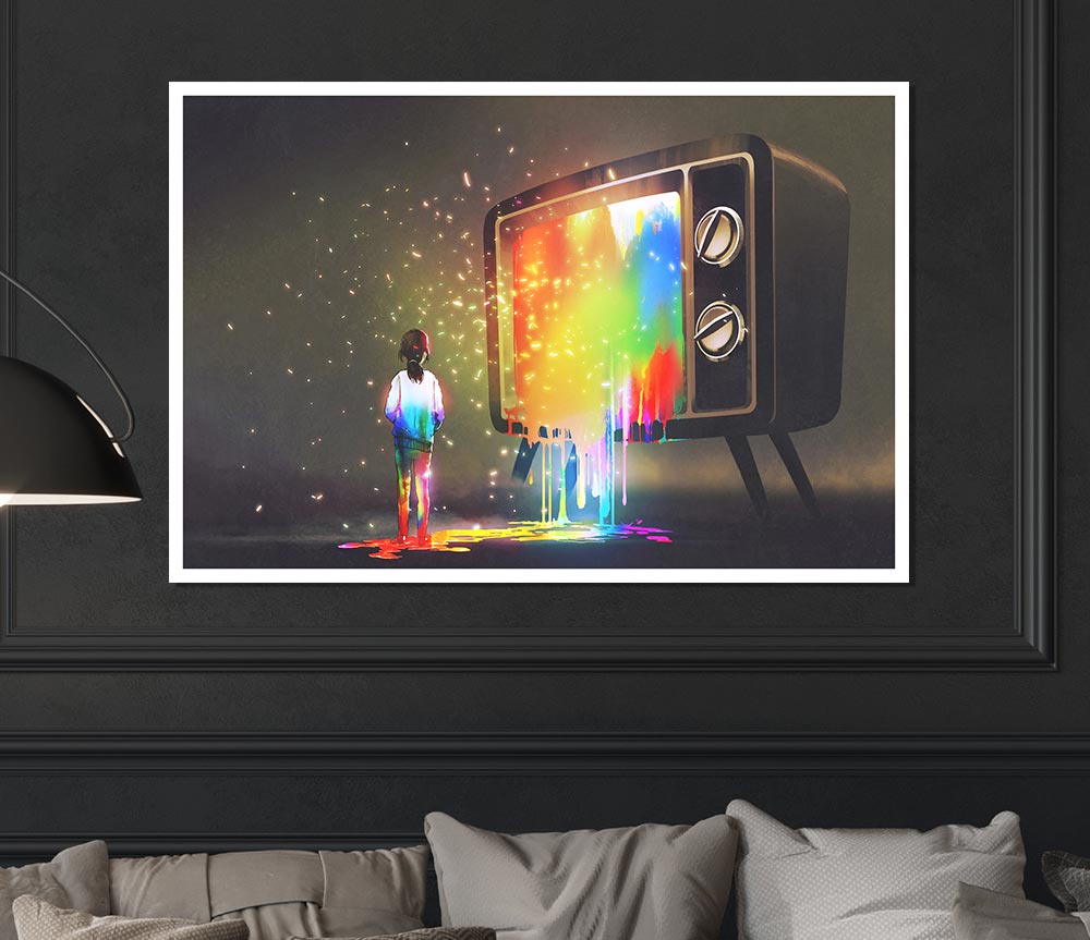 Colour Spilling Out The Tv Print Poster Wall Art