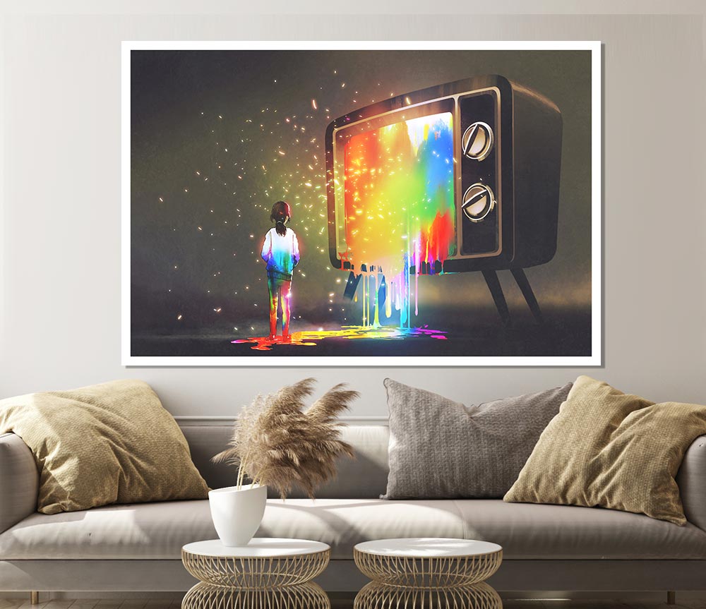 Colour Spilling Out The Tv Print Poster Wall Art