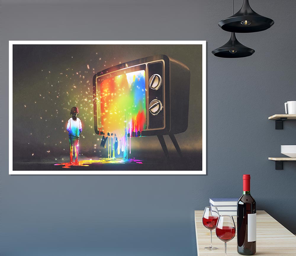 Colour Spilling Out The Tv Print Poster Wall Art