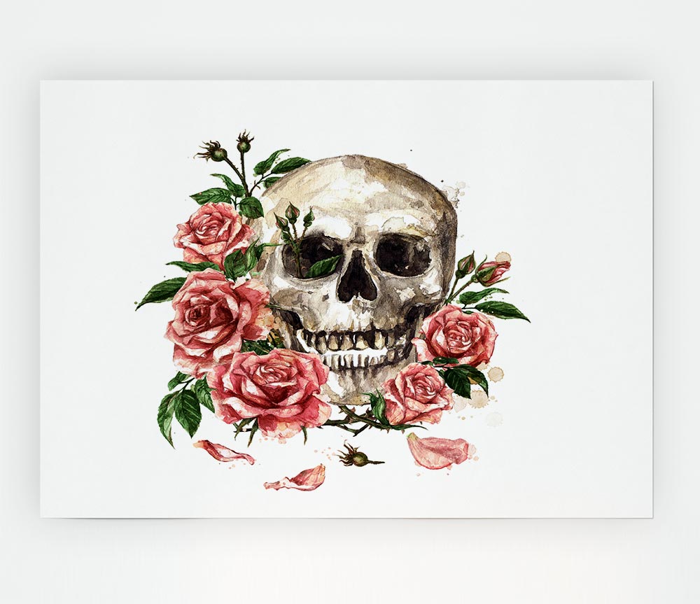 The Floral Skull Print Poster Wall Art