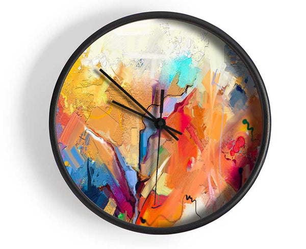 Colour Spill Flowers Clock - Wallart-Direct UK