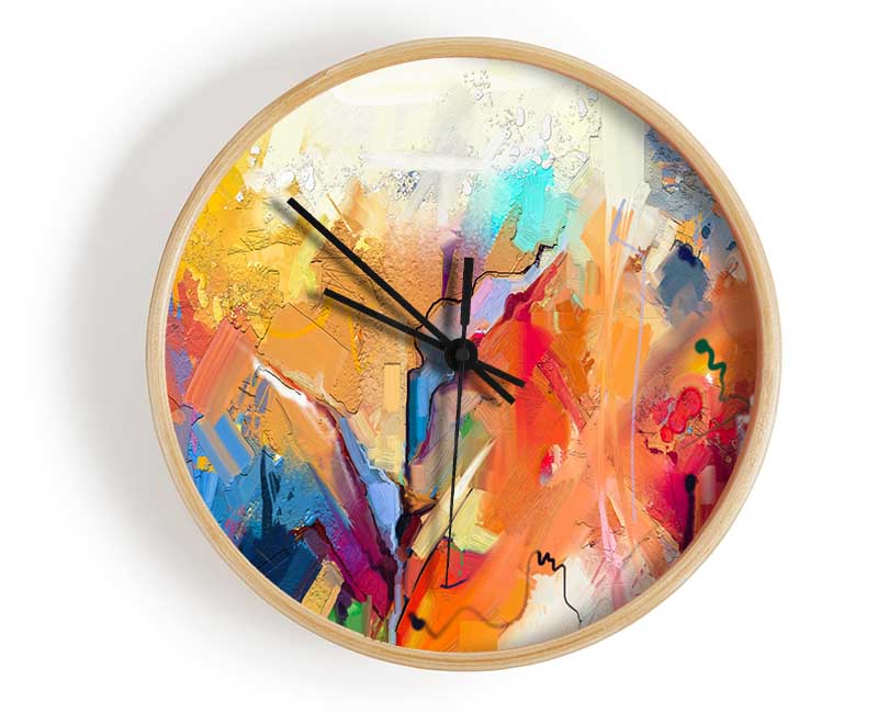 Colour Spill Flowers Clock - Wallart-Direct UK