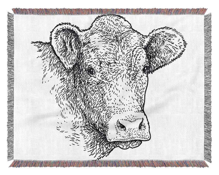 The Sketchy Cow Woven Blanket