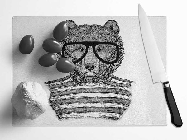 The Bear With Glasses Glass Chopping Board