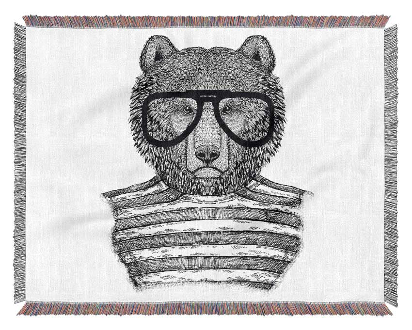 The Bear With Glasses Woven Blanket