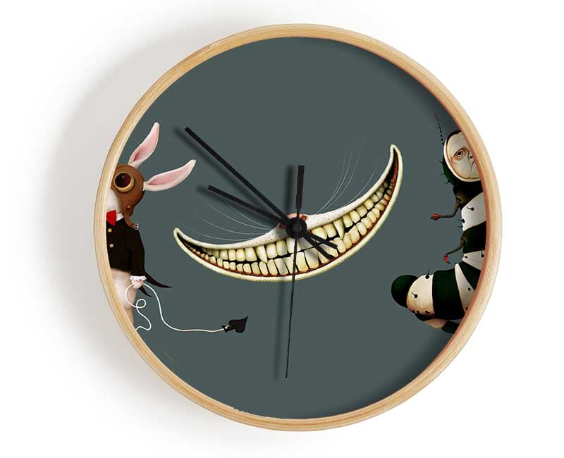 Alice In Wonderland Rabbit Cat And Caterpillar Clock - Wallart-Direct UK