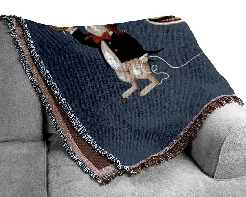 Alice In Wonderland Rabbit Cat And Caterpillar Woven Blanket