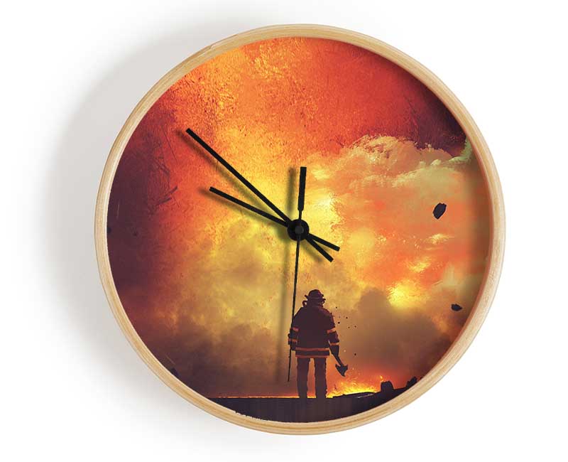 The Fireman Retreats Clock - Wallart-Direct UK