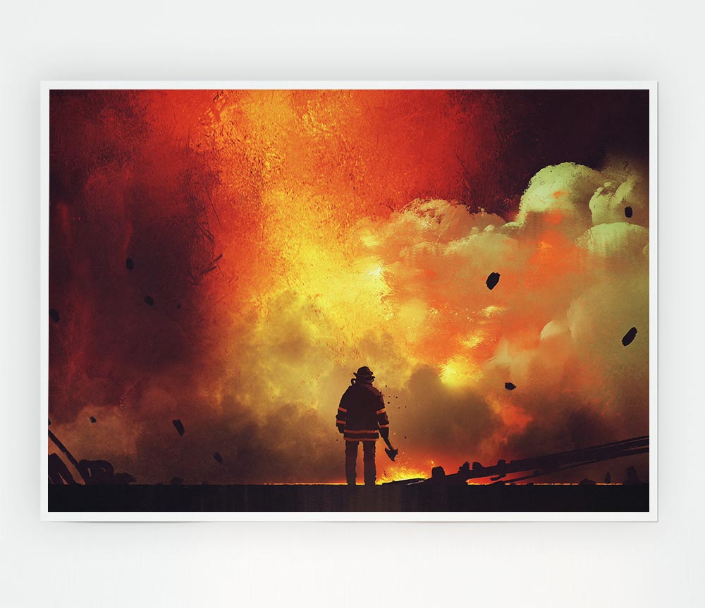 The Fireman Retreats Print Poster Wall Art