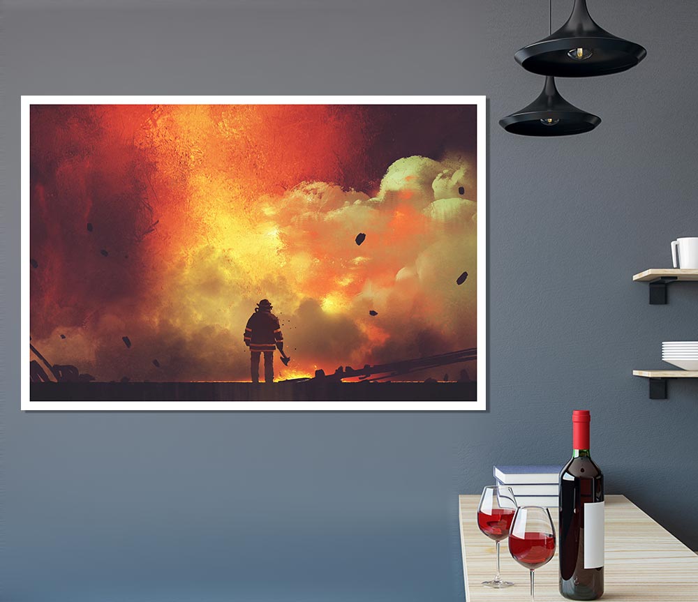 The Fireman Retreats Print Poster Wall Art