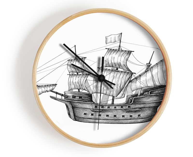 Pirate Ship Ahoy Clock - Wallart-Direct UK