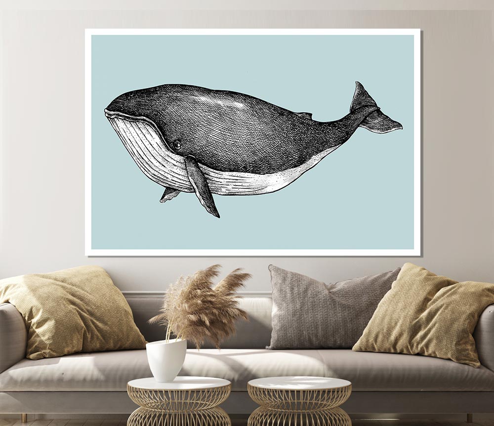 Big Fat Whale Print Poster Wall Art